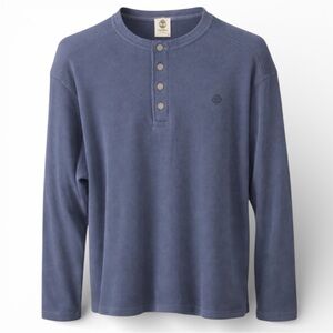 Timberland Men’s Waffle Knit Henley Shirt Blue XL Regular Fit